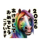 午年の飛び出すレインボーなイケメン野馬（個別スタンプ：2）