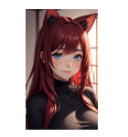 赤い猫女の写真（個別スタンプ：1）