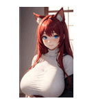 赤い猫女の写真（個別スタンプ：3）