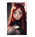 赤い猫女の写真（個別スタンプ：4）