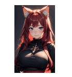 赤い猫女の写真（個別スタンプ：7）