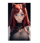 赤い猫女の写真（個別スタンプ：10）