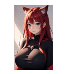 赤い猫女の写真（個別スタンプ：13）