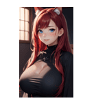 赤い猫女の写真（個別スタンプ：15）