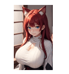 赤い猫女の写真（個別スタンプ：21）