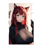 赤い猫女の写真（個別スタンプ：28）
