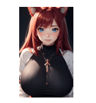 赤い猫女の写真（個別スタンプ：30）