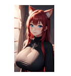 赤い猫女の写真（個別スタンプ：32）
