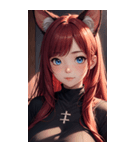 赤い猫女の写真（個別スタンプ：34）