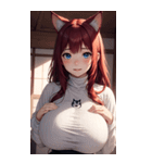 赤い猫女の写真（個別スタンプ：35）