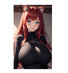 赤い猫女の写真（個別スタンプ：38）
