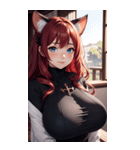 赤い猫女の写真（個別スタンプ：40）