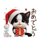 可愛いハチワレ猫 サンタ帽 冬 気づかい（個別スタンプ：10）