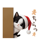 可愛いハチワレ猫 サンタ帽 冬 気づかい（個別スタンプ：16）