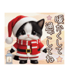 可愛いハチワレ猫 サンタ帽 冬 気づかい（個別スタンプ：19）