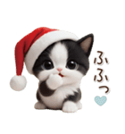 可愛いハチワレ猫 サンタ帽 冬 気づかい（個別スタンプ：25）