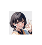 やさしく笑う和風ガールスタンプ（個別スタンプ：1）