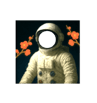 顔ハメ♥宇宙飛行士 メリクリ＆あけおめ（個別スタンプ：14）
