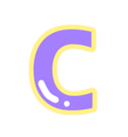 幸せ黄色ふち付き♡アルファベット（個別スタンプ：3）