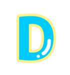 幸せ黄色ふち付き♡アルファベット（個別スタンプ：4）