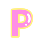 幸せ黄色ふち付き♡アルファベット（個別スタンプ：16）