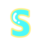 幸せ黄色ふち付き♡アルファベット（個別スタンプ：19）