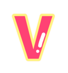 幸せ黄色ふち付き♡アルファベット（個別スタンプ：22）