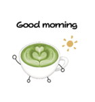 抹茶ちゃんシンプルver  抹茶ラテ 英語（個別スタンプ：1）