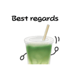 抹茶ちゃんシンプルver  抹茶ラテ 英語（個別スタンプ：5）