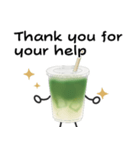 抹茶ちゃんシンプルver  抹茶ラテ 英語（個別スタンプ：8）