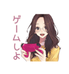 夜更かしメガネガールのゲーム招待（個別スタンプ：1）