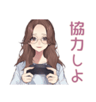 夜更かしメガネガールのゲーム招待（個別スタンプ：6）