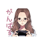 夜更かしメガネガールのゲーム招待（個別スタンプ：8）