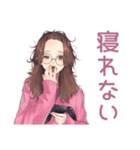 夜更かしメガネガールのゲーム招待（個別スタンプ：12）