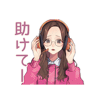 夜更かしメガネガールのゲーム招待（個別スタンプ：15）