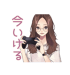 夜更かしメガネガールのゲーム招待（個別スタンプ：16）