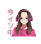 夜更かしメガネガールのゲーム招待（個別スタンプ：17）