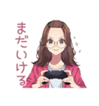 夜更かしメガネガールのゲーム招待（個別スタンプ：22）