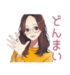 夜更かしメガネガールのゲーム招待（個別スタンプ：32）