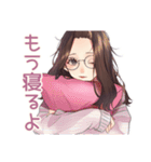 夜更かしメガネガールのゲーム招待（個別スタンプ：35）