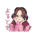夜更かしメガネガールのゲーム招待（個別スタンプ：40）