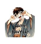 【再販】毎年使える着物男子♡年末年始（個別スタンプ：11）