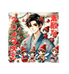 【再販】毎年使える着物男子♡年末年始（個別スタンプ：27）
