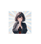 かっこかわいい黒和服女子スタンプ（個別スタンプ：1）