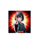 かっこかわいい黒和服女子スタンプ（個別スタンプ：3）