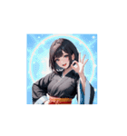 かっこかわいい黒和服女子スタンプ（個別スタンプ：7）