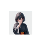 かっこかわいい黒和服女子スタンプ（個別スタンプ：9）