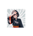 かっこかわいい黒和服女子スタンプ（個別スタンプ：15）