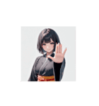 かっこかわいい黒和服女子スタンプ（個別スタンプ：16）