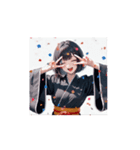 かっこかわいい黒和服女子スタンプ002（個別スタンプ：2）